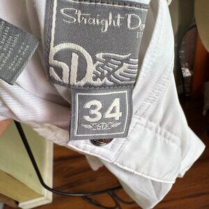 STRAIGHT DOWN MEN SHORT TENNIS/GOLD WHITE 5 POCKET SZ 34